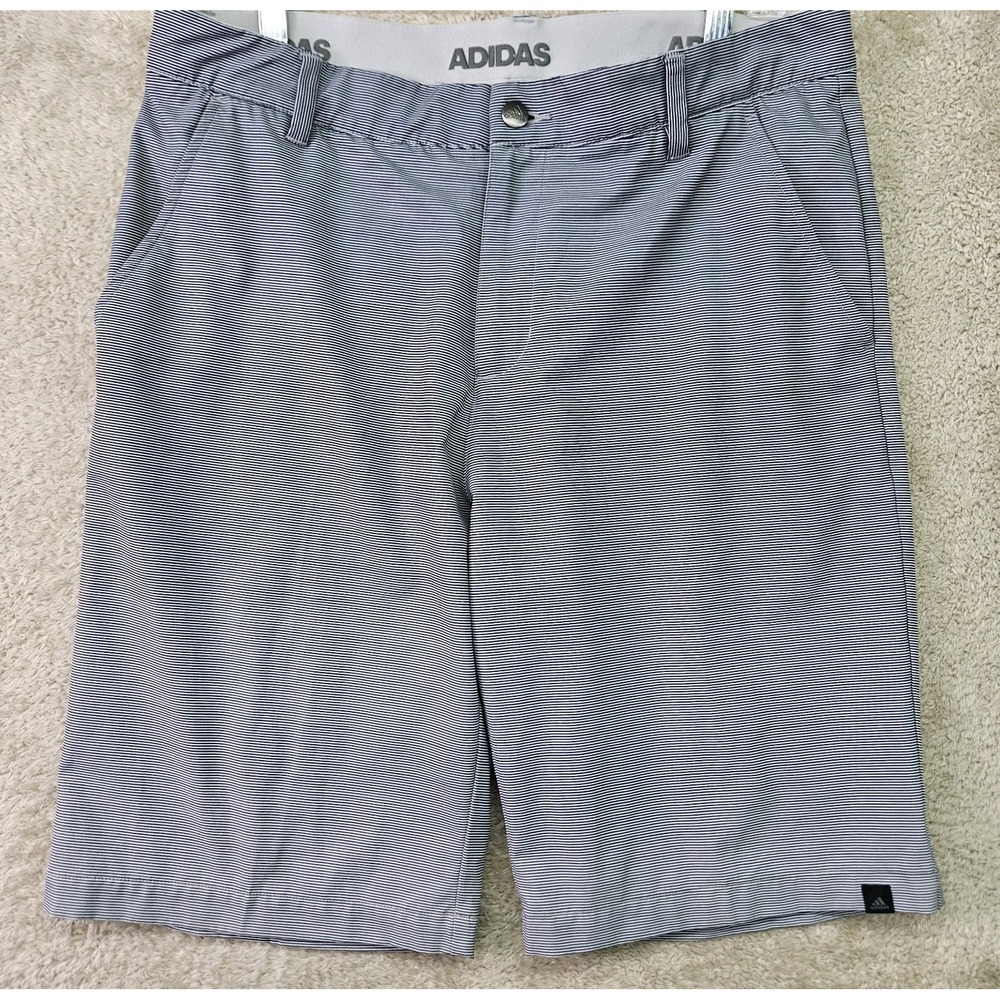 Adidas Ultimate 365 Golf Shorts Mens 32 Gray Striped Stretch 10" Inseam Athletic